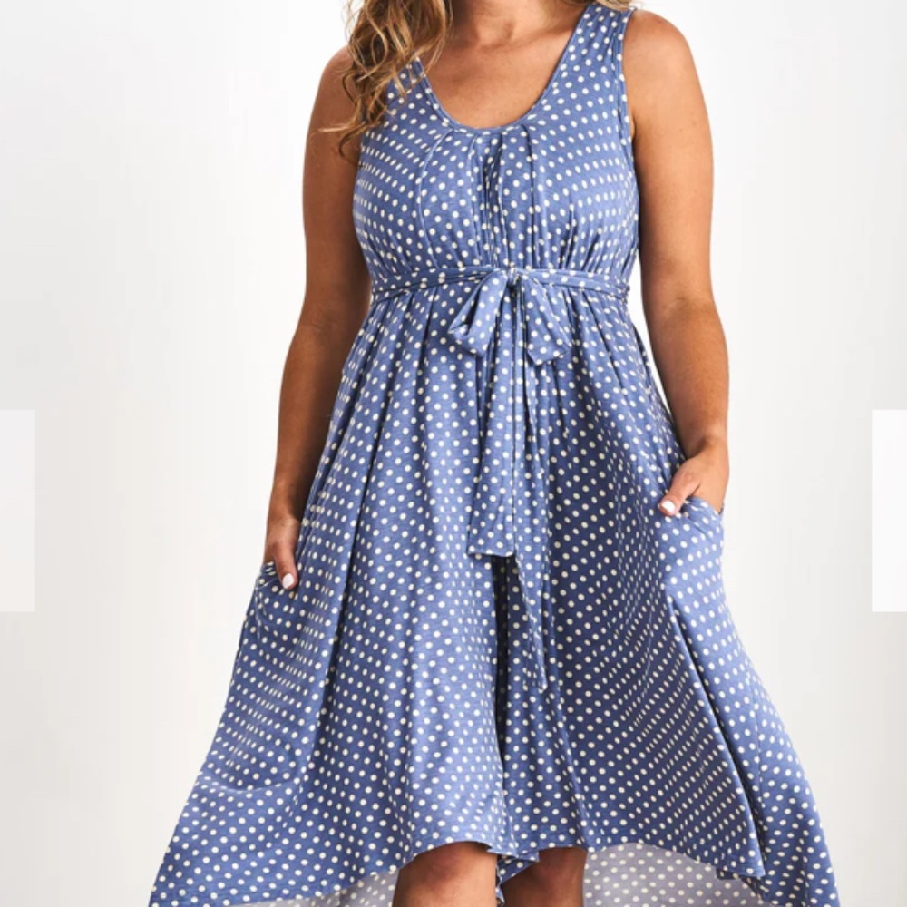 Latched Mama The Momper® Nursing Romper in Powder Blue & Ivory Dots